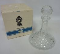 Waterford cut glass ships decanter, with original box, H26.