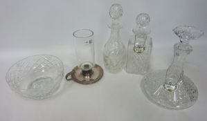 Ships decanter with porcelain 'Sherry' label, other decanters,