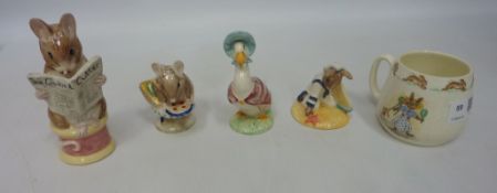 A collection of Beatrix potter figurines, 'Appley Dapply', 'Jemima Puddleduck,