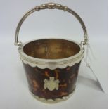 19th/early 20th century tortoise shell and silver plate basket,