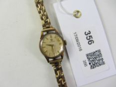 Omega hallmarked 9ct gold wristwatch on rolled gold Montal bracelet Condition Report