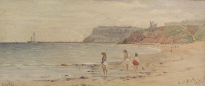 Edward C Booth (British 1821-c1893): Children on the Beach Whitby,