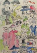 Pat Faust (British Contemporary): 'Ascot', pen and watercolour wash signed and dated 16th June 1998,