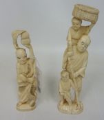 Japanese carved ivory Okimono of a farming group,