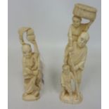 Japanese carved ivory Okimono of a farming group,