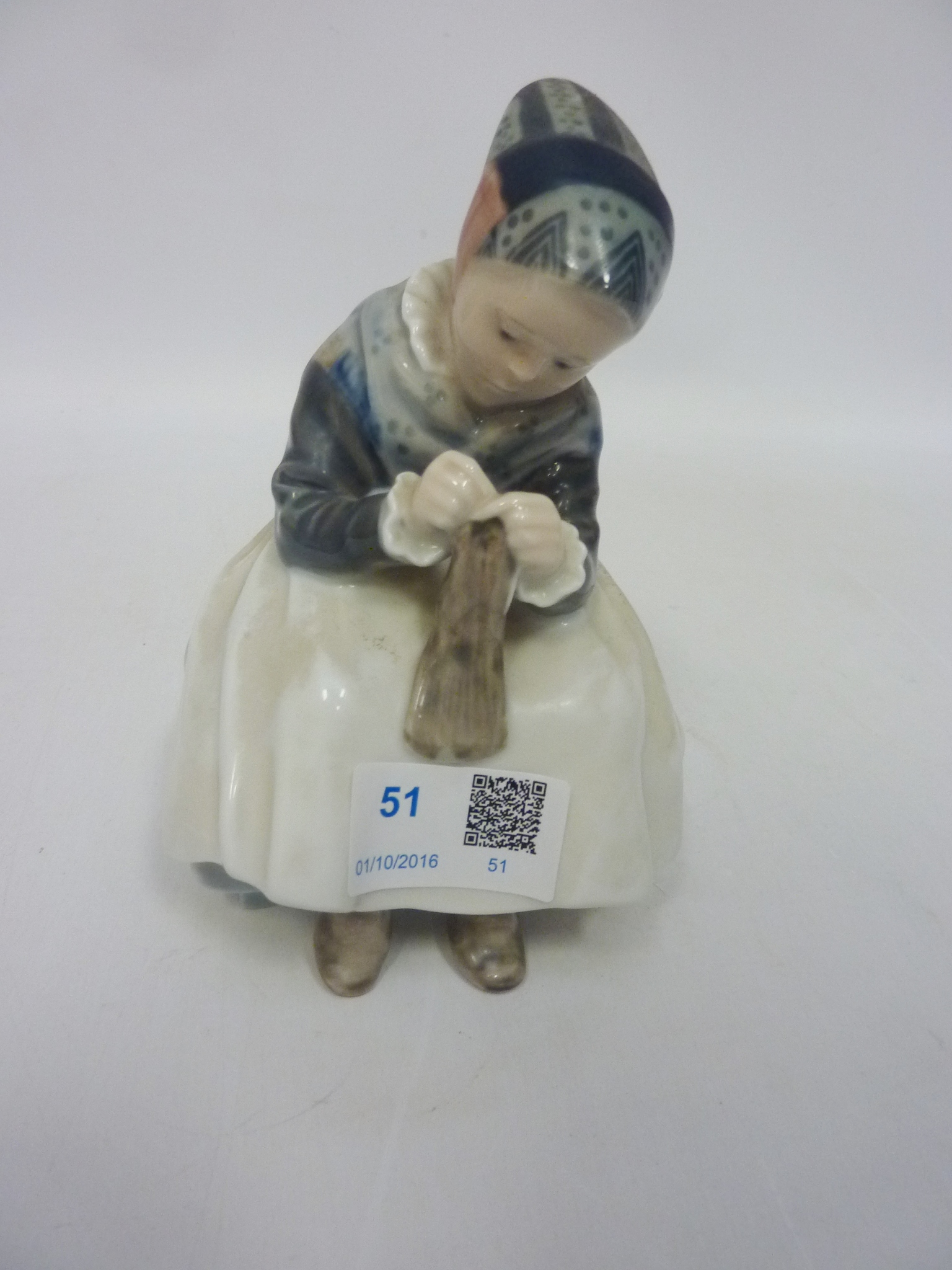 Royal Copenhagen figure a seated lady sewing, No.
