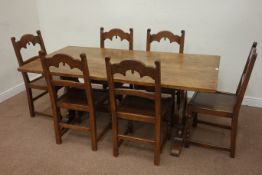 Bevan & Funnell Reprodux oak rectangular refectory dining table,