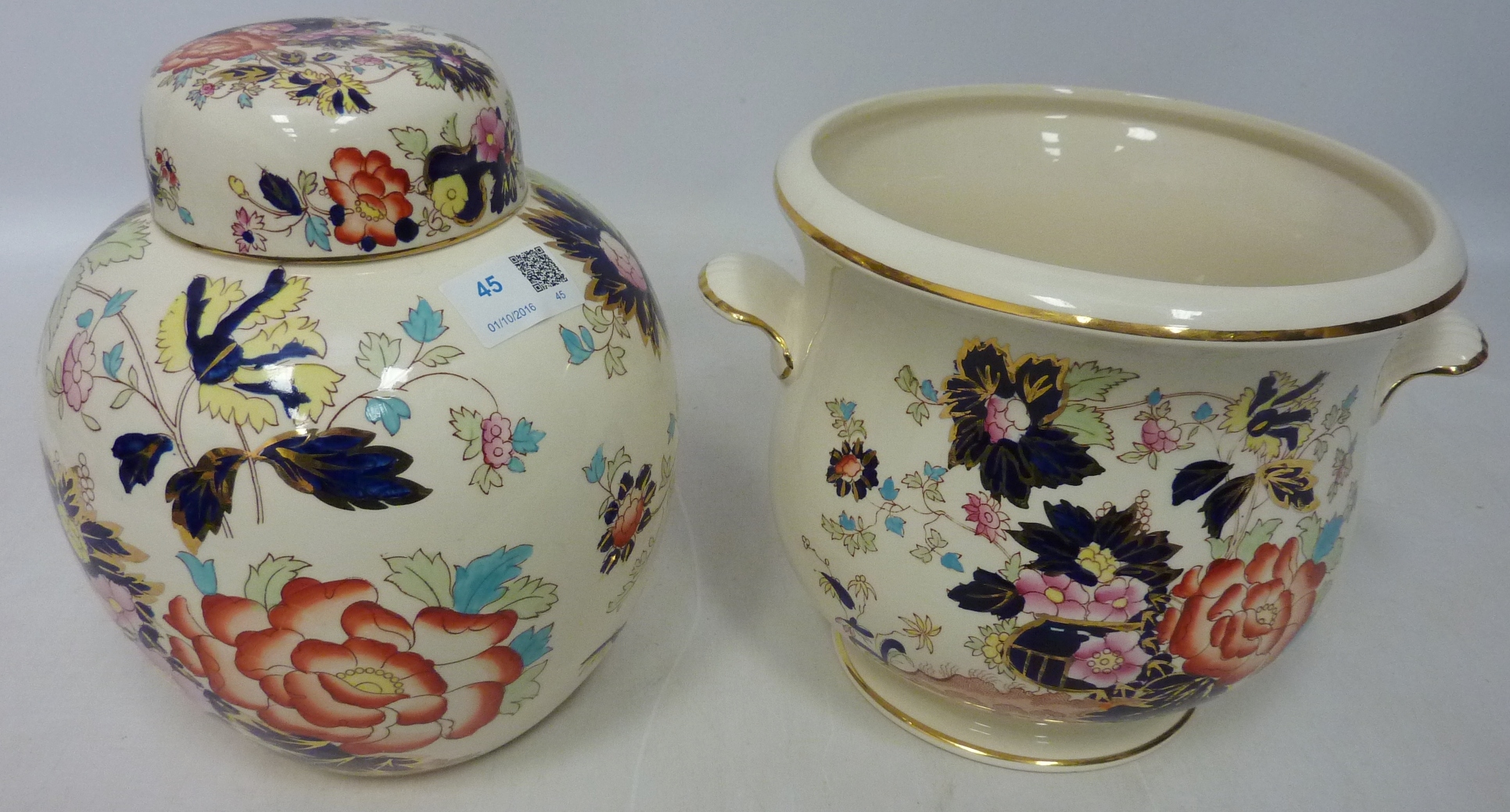 Masons Mandalay ginger jar and jardiniere,