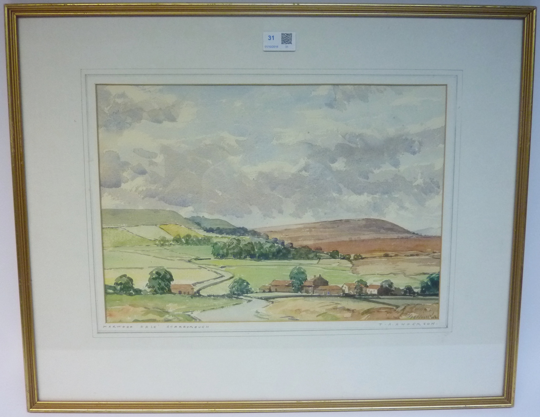 'Harwood Dale Scarborough', watercolour by T.A. Anderson F.R.S.A.