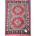 Uzbek Bokhara red ground rug mat, 68cm x 100cm Condition Report <a href='//www.