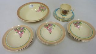 Clarice Cliff 1953 Coronation cup, plate and saucer and a Clarice Cliff,