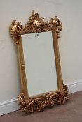 Rectangular wall mirror with gold finish frame,