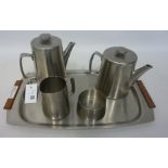 Old Hall five piece stainless steel tea set designed by Robert Welch,