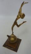 Brass figure on onyx base H23.5cm Condition Report <a href='//www.