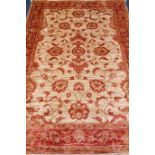 Persian Ziegler design beige and red ground rug carpet,