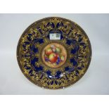 Royal Worcester plate hand-painted with apples and berries, by Leaman,