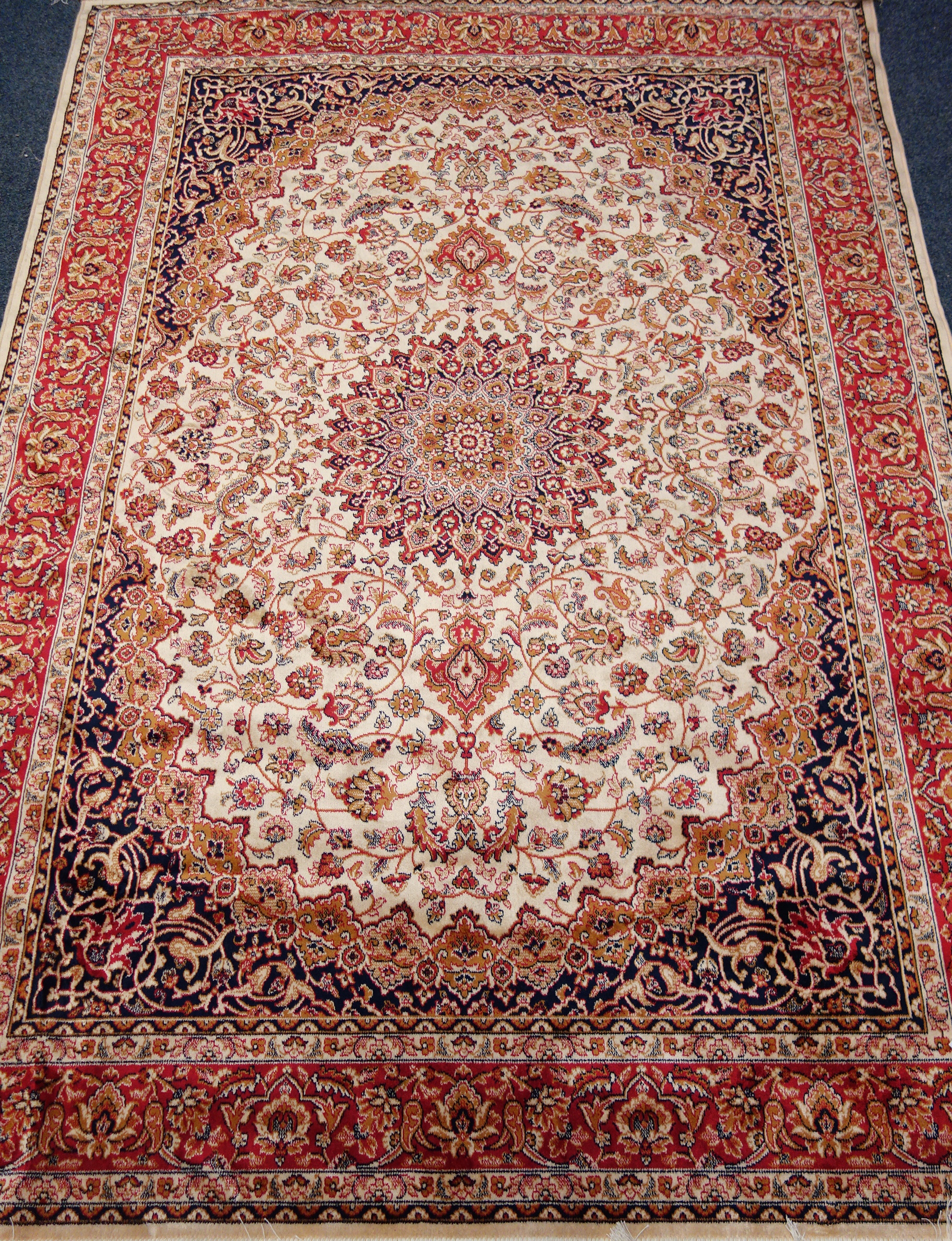 Persian Keshan design beige ground rug carpet,