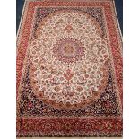 Persian Keshan design beige ground rug carpet,