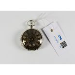 Victorian silver pocket watch no 1532 silvered dial by Ebenezer White London 1872
