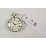 Victorian silver pocket watch signed F K Perkins Wakefield no 21146,