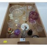 Cut crystal and glassware, Wedgwood and other paperweights,