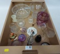 Cut crystal and glassware, Wedgwood and other paperweights,