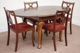 Mahogany, rounded rectangular top dining table,