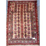 Balochi Prayer beige ground rug, 92cm x 131cm Condition Report <a href='//www.