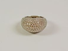 Diamond bombe white gold ring stamped 18K 750 Condition Report <a href='//www.