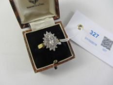 Marquise diamond cluster ring hallmarked 18ct Condition Report <a href='//www.