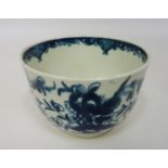 First period Worcester blue and white bowl with the 'Mansfield' pattern,