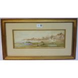 "Coastal Village Scene", watercolour signed by Elizabeth Trevor Sutcliffe (Exh.