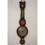 George III mahogany barometer, box wood stringing, signed 'Luigi Monasteri,