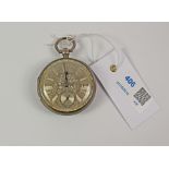 Victorian silver pocket watch with silvered dial signed A Jacobs Hull no 15089,