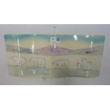 Curved ceramic plaque hand painted with polar bears,