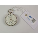 Victorian small sivler key wound pocket watch by Jono Jones 338 Strand London no 15034,