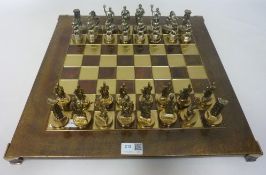 Cast metal Greek mythological chess set and board Condition Report <a
