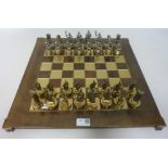 Cast metal Greek mythological chess set and board Condition Report <a