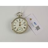 Victorian English Lever silver pocket watch signed A Yewdall Leeds no 325497 Chester 1900