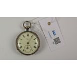 Victorian silver key wound pocket watch by Thos' Milner Wigan no 73930,