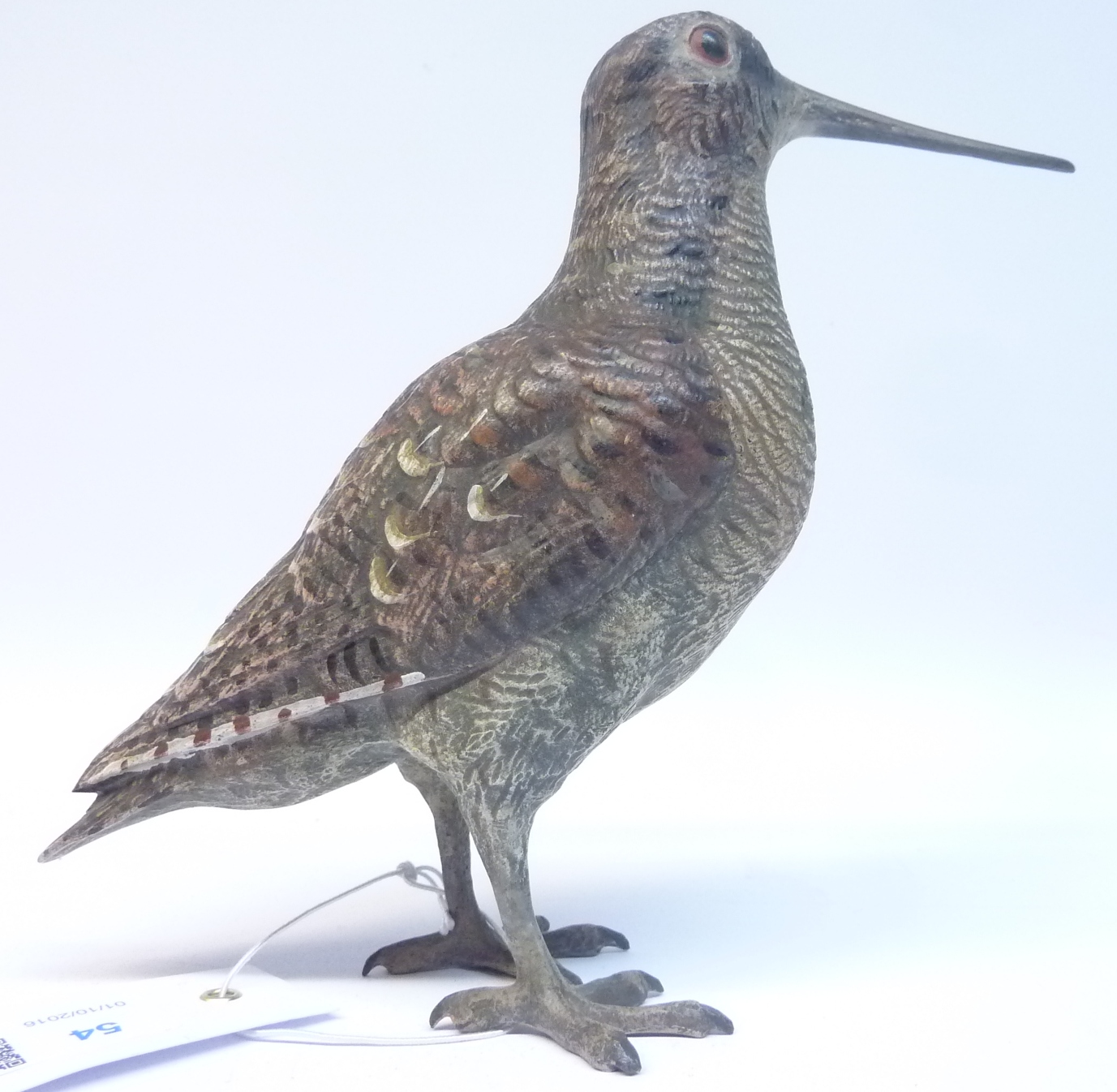 A large cold painted bronze sculpture of a snipe, - Image 2 of 5