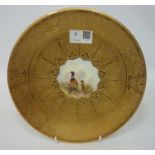 Royal Worcester heavily gilded plate with hand-painted scene of pheasants by David R.