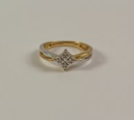 Bi-colour gold ring set with four diamonds hallmarked 9ct Condition Report <a