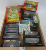 Four Matchbox and Tyco Scalextric rally cars,