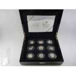 Set of eighteen Diamond wedding anniversary silver proof crowns cased Condition Report