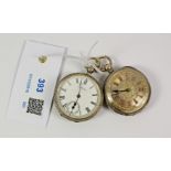 Victorian silver key wound pocket watch by Waltham Watch Company1889 bright cut scroll case and a