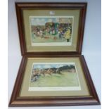 'Blue Market Races - Between the Races and The Finish' pair of re-published Cecil Aldin colour