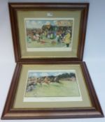 'Blue Market Races - Between the Races and The Finish' pair of re-published Cecil Aldin colour