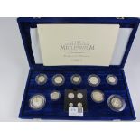 The United Kingdom Millenium silver proof coin collection boxed with certificates