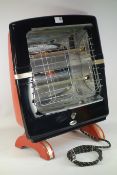 Belling & Co 1950s heater in black and red enamel original condition H59cm x W46cm